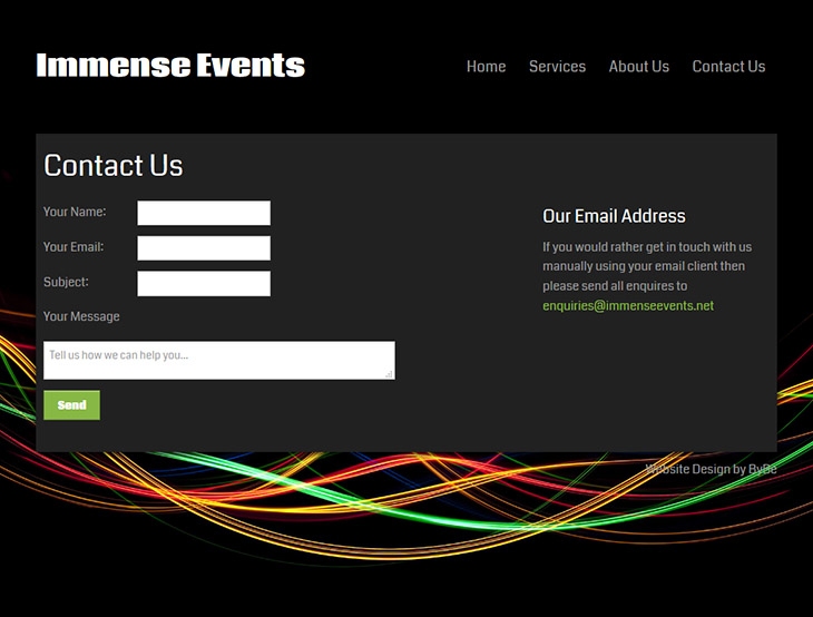 immense events custom contact form